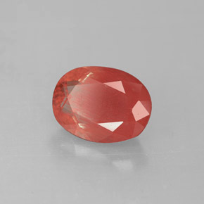 Andesina labradorita vermelho natural 1,40ct, corte oval, VS