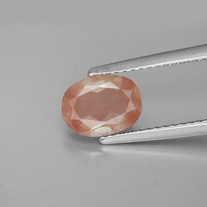 Andesina labradorita vermelho natural 1,39ct, corte oval, VS