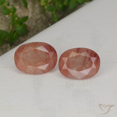 2.70ctw Natural Laranja Avermelhado Pálido Labradorita andesina, oval, Translúcido