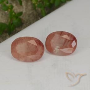 Pedras preciosas de Labradorita andesina Laranja Avermelhado Pálido natural de 2.70 ct, oval, Translúcido