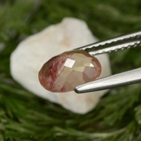 Andesina labradorita vermelho natural 1,29ct, corte oval, VVS-VS
