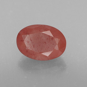 Andesina labradorita vermelho natural 0,74ct, corte oval, translúcido