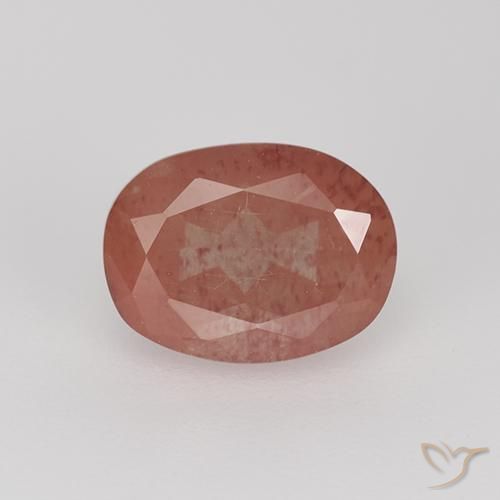 Andesina labradorita vermelho natural 1,62ct, corte oval, transparente