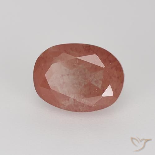 Andesina labradorita vermelho natural 1,62ct, corte oval, transparente