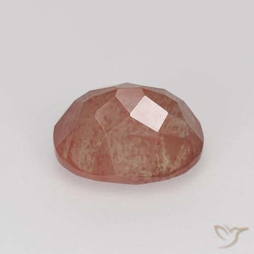 Andesina labradorita vermelho natural 1,62ct, corte oval, transparente