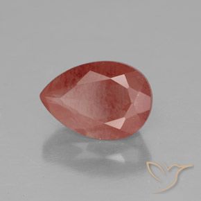 Labradorita andesina Sangue vermelho Natural 2.02ct, Formato de pêra, Transparente/Translúcido