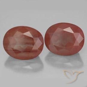 Pedras preciosas de Labradorita andesina vermelho médio natural de 8.14 ct, oval, Transparente/Translúcido