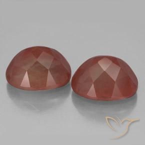Pedras preciosas de Labradorita andesina vermelho médio natural de 8.14 ct, oval, Transparente/Translúcido