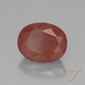 Labradorita andesina Laranja Vermelho Natural 2.92ct, oval, Transparente/Translúcido