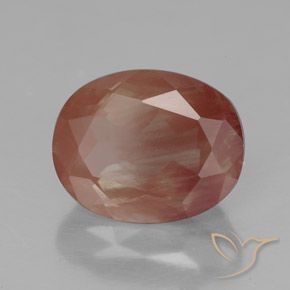 Labradorita andesina Laranja Avermelhado Pálido Natural 2.94ct, oval, Transparente