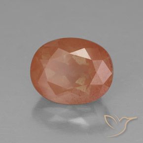 Labradorita andesina Laranja Médio Natural 3.08ct, oval, Transparente/Translúcido