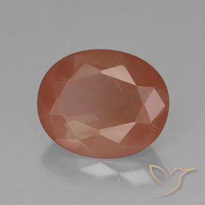 Labradorita andesina Laranja Avermelhado Pálido Natural 3.40ct, oval, Translúcido