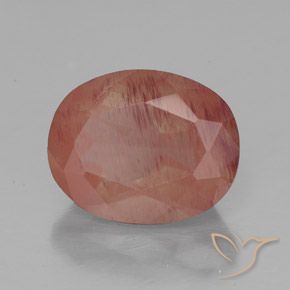 Labradorita andesina vermelho médio Natural 3.04ct, oval, Transparente/Translúcido