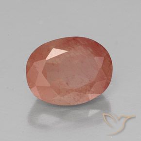 Labradorita andesina Laranja Avermelhado Pálido Natural 2.06ct, oval, Transparente/Translúcido