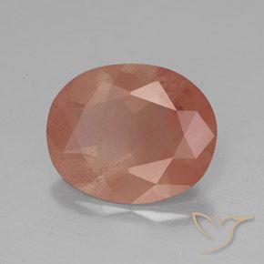 Labradorita andesina Laranja Avermelhado Pálido Natural 2.86ct, oval, Transparente/Translúcido
