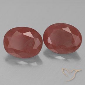 Pedras preciosas de Labradorita andesina Vermelho escuro natural de 4.98 ct, oval, Transparente