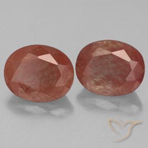 Pedras preciosas de Labradorita andesina Sangue vermelho natural de 5.64 ct, oval, Transparente/Translúcido