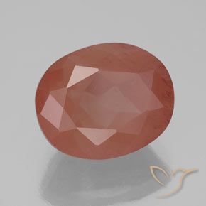 Labradorita andesina Laranja Avermelhado Pálido Natural 4.17ct, oval, Transparente/Translúcido