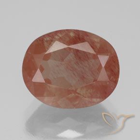 3.58ct Natural vermelho médio Labradorita andesina, oval, Transparente/Translúcido