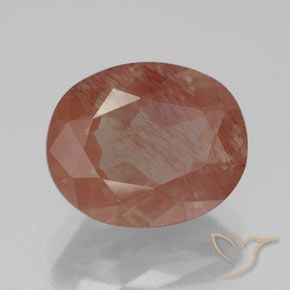 Labradorita andesina vermelho médio Natural 3.58ct, oval, Transparente/Translúcido