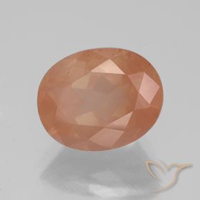Labradorita andesina Laranja Avermelhado Claro Natural 3.05ct, oval, Transparente/Translúcido