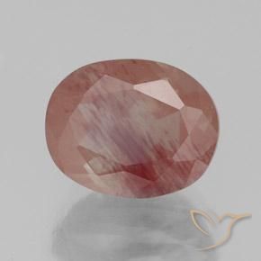 Labradorita andesina Laranja Avermelhado Pálido Natural 3.06ct, oval, Transparente/Translúcido