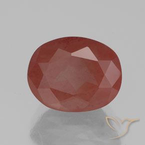 Labradorita andesina Vermelho escuro Natural 2.91ct, oval, Transparente/Translúcido