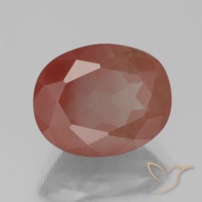 Labradorita andesina Laranja Avermelhado Pálido Natural 3.26ct, oval, Transparente/Translúcido