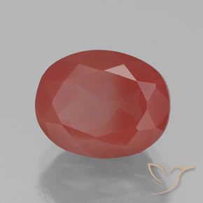 Labradorita andesina vermelho médio Natural 3.05ct, oval, Transparente/Translúcido