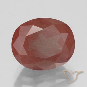 Labradorita andesina vermelho médio Natural 4.13ct, Corte Oval, Translúcido