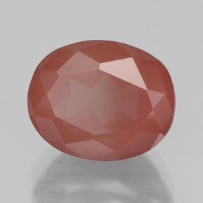 Andesina labradorita vermelho natural 4,07ct, corte oval, translúcido