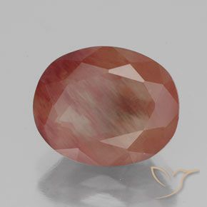 Labradorita andesina Sangue vermelho Natural 3.50ct, oval, Translúcido