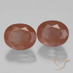 Pedras preciosas de Labradorita andesina laranja avermelhado natural de 7.60 ct, oval, Transparente/Translúcido