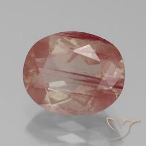 Labradorita andesina Laranja Vermelho Natural 3.36ct, oval, Transparente/Translúcido
