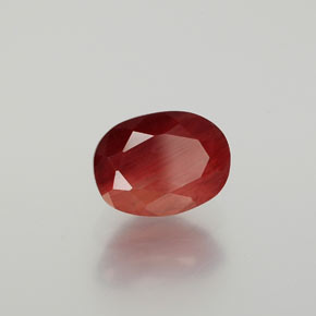 Andesina labradorita vermelho natural 1,47ct, corte oval, translúcido