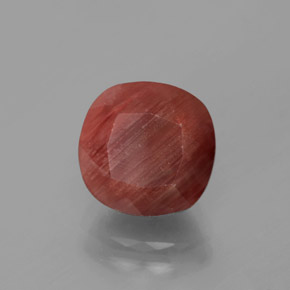 Andesina labradorita vermelho natural 3,12ct, almofada cortada, translúcido