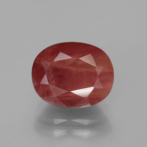Andesina labradorita vermelho natural 3,89ct, corte oval, translúcido