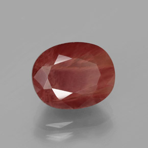 Andesina labradorita vermelho natural 3,89ct, corte oval, translúcido
