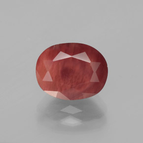 Andesina labradorita vermelho médio natural 2,74ct, corte oval, translúcido