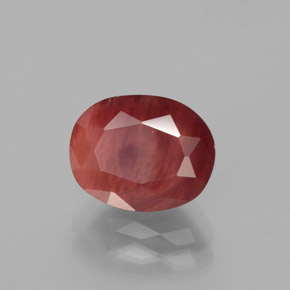 Andesina labradorita vermelho médio natural 2,74ct, corte oval, translúcido