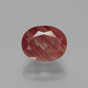 Andesina labradorita vermelho natural 2,88ct, corte oval, translúcido