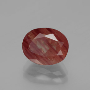Andesina labradorita vermelho natural 2,88ct, corte oval, translúcido