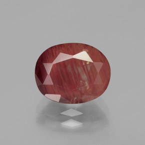 Andesina labradorita vermelho natural 2,73ct, corte oval, translúcido