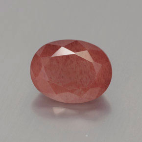 Andesina labradorita vermelho natural 2,23ct, corte oval, translúcido