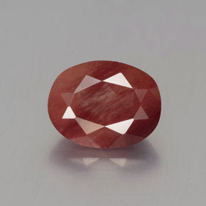 Andesina labradorita vermelho natural 1,96ct, corte oval, translúcido