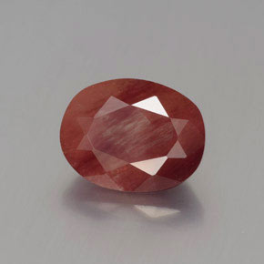 Andesina labradorita vermelho natural 1,96ct, corte oval, translúcido