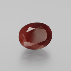 Andesina labradorita vermelho natural 2,12ct, corte oval, translúcido