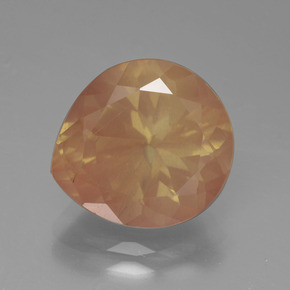 Andesina labradorita laranja natural 5,53ct, formato de pêra, transparente