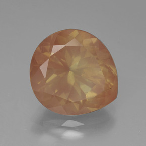 Andesina labradorita laranja natural 5,53ct, formato de pêra, transparente