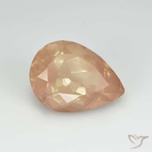Labradorita andesina Laranja claro Natural 3.31ct, Formato de pêra, Transparente